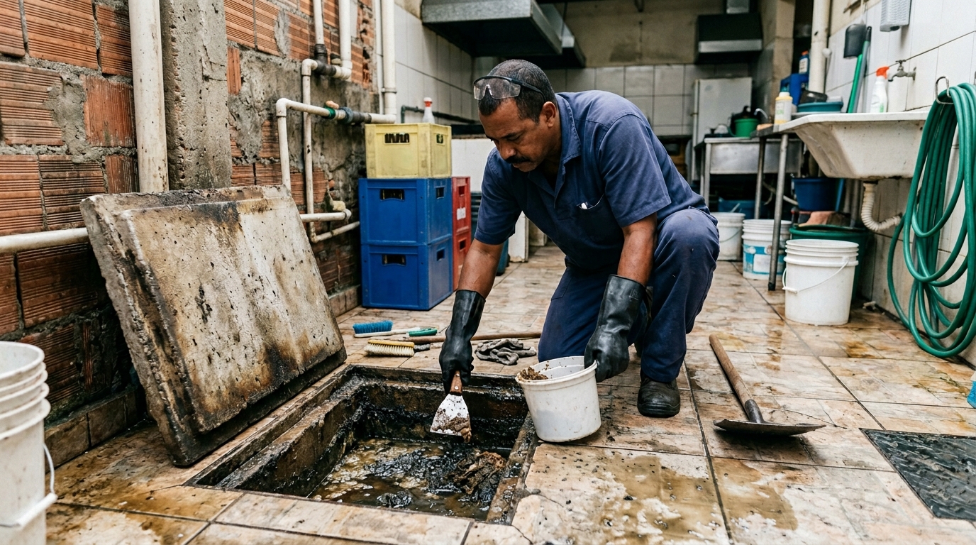 Limpeza de caixa de gordura residencial em Macaé‑RJ
